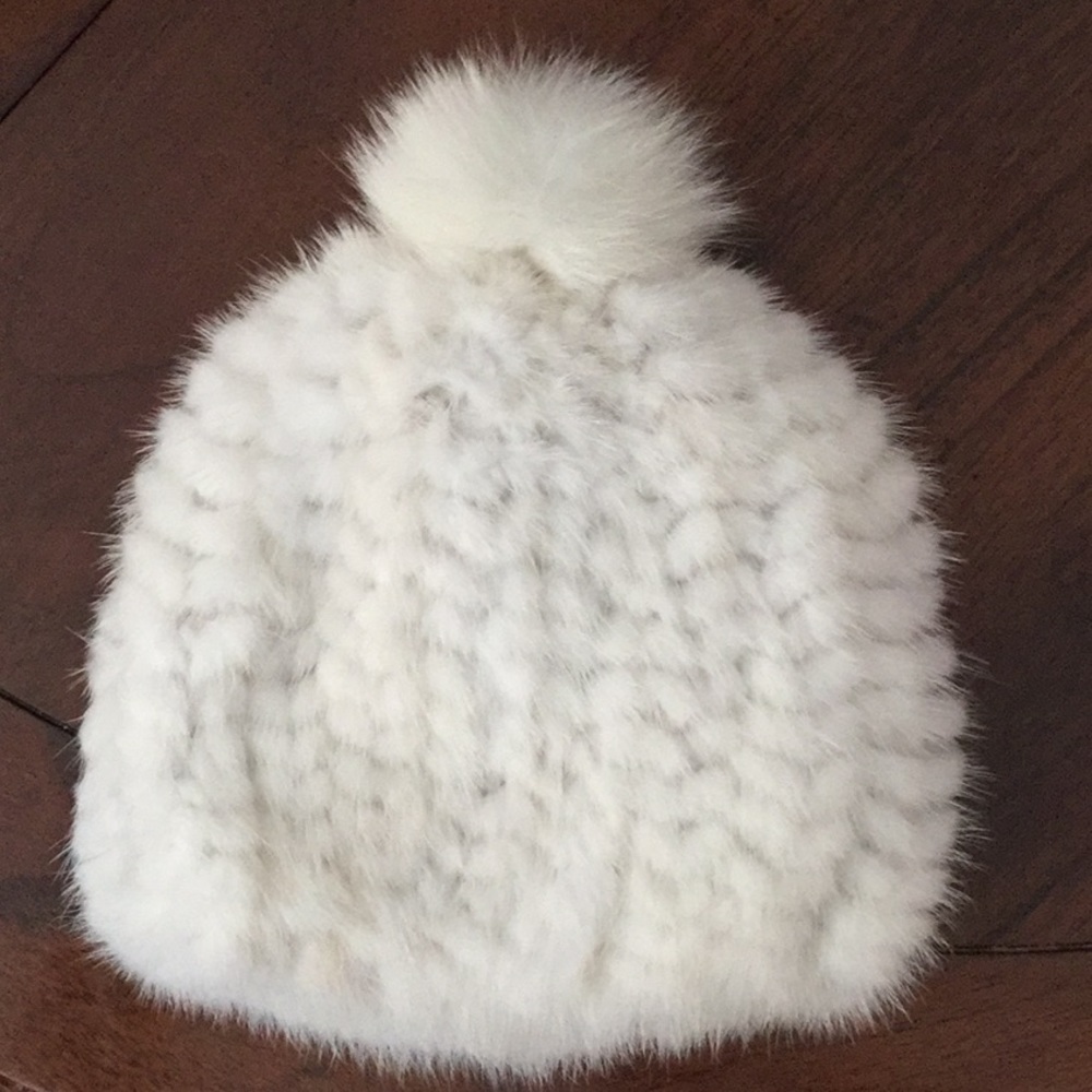 White real mink. Fur hat